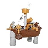 HOMCOM Kinder Sandspielzeug Sandkastentisch mit 26-TLG. Zubehör Spieltisch Strandspielzeug 18-36 Jahren PP Piratenthema 45,5 x 30 x 57,5