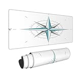 Extra Groß Mauspad mit Genähten Kanten,XL-75 x 40 x 0.3cm,Antikes Windrose-Symbol für die Navigation lokalisiert auf,Schreibtisch Mat Personalisiert für Die Arbeit Spiel Büro Computer Laptop