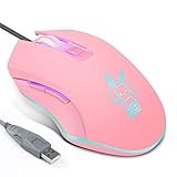 Fahou Universelle Süße Rosa Kaninchen-USB-Maus Mit Bunter LED-Hintergrundbeleuchtung 2400DPI Kabelgebundene Gaming-Maus Für Laptop-PC Notebook