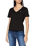 Tommy Jeans Damen TJW SLIM JERSEY V NECK T-Shirt, Schwarz, L