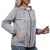 Orgrul Regenjacke Damen, 100% Wasserdicht, Atmungsaktiv Regenmantel Travel Regen Poncho Regen Zubehör für Damen Herren Regenbekleidung Regencape für Wandern Radfahren Camping Reisen 23FC (M, Grau)