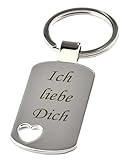 geschenke-fabrik - Schlüsselanhänger mit Herz und Gravur'Ich liebe Dich' - Chrom - als Geschenk zum Valentinstag, Geburtstag oder zu W