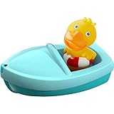 HABA 303863 - Badeboot Ente ahoi!, Badewannenspielzeug mit Badeente als Fingerpuppe, Badespielzeug ab 18 M