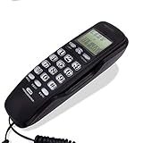 HTDZDX Kleines Festnetztelefon, zur Wandmontage, FSK/DTMF, Anruferausweis, Telefon, schnurgebundenes Telefon, Festnetz, modisch für Zuhause (Farbe: schwarz)