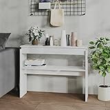 Festnjght Konsolentisch Weiss Schmal Beistelltisch mit Ablage Flurtisch Eingangstisch Ablagetisch Konsole für Flur Wohnzimmer Hochglanz-Weiß 102x30x80