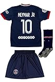 lekima Paris Neymar #10 2021/2022 Heim Trikot Shorts und Socken Kinder und Jugend Größe (Navy,140)