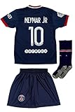 lekima Paris Neymar #10 2021/2022 Heim Trikot Shorts und Socken Kinder und Jugend Größe (Navy,140)