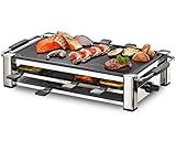 ROMMELSBACHER RCC 1500 Raclette-Grill (extra langes Kabel (2m), Tischgrill für 8 Personen, gerippte Alu-Druckguss-Grillplatte, Xylan Plus Antihaftbeschichtung, Parkdeck, 1500 W)