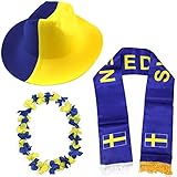 Sonia Originelli Fan-Paket Schweden Sweden WM EM Fußball Schal Hawaiikette Hut Fanartik