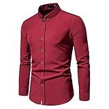 QWERD Herren Besticktes Hemd Slim Fit Freizeithemd Herren-Hemd Langarm Button Down Hemd Für Anzug, Business, Hochzeit, Freizeit Langarmhemd Männer Langarmshirts Slim Fit Stickereien Casual Dress S