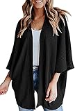 Cardigan Damen-Mantel, langarm, mit Knöpfen, Overside, Cropped Tops Pullover mit Kapuze, Sweatshirt T-Shirt, Dicke Outwear warm, Schwarz , XXL