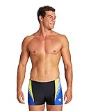 ARENA Herren Threefold Short Swim Trunks, Black-neon Blue-soft Green, 8 EU