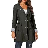 Regenmantel Damen Regenmantel Wasserdichter Mit Kapuze Windjacke Outdoor Lang Herbst und Winter Wasserdichter Regenmantel Mit Kapuze Regenmantel Outdoor Windjacke Langarm Reißverschluss Windjack
