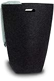 Elwin Neiles® ☀️ [80L/Schwarz] Designer Wäschekorb aus stilvollem Filz - Faltbarer Wäschesammler mit Griffen & Magnetverschluss - Wäschesack