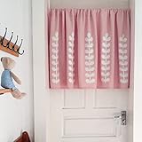 SSNG Rosa Gardinen Schiebegardine Einfacher Und Klassischer Stil,küchengardinen Modern Mit Stickerei,vorhänge Kurz Baumwollmischgewebe,Gut Drapieren Für Wohnzimmer, Küche, Camper, Reisemob