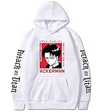 ZOSUO Herren Damen Kapuzenpullover Attack on Titan AOT Shingeki No Kyojin Druck Pullover Cosplay Anime Sport Sweatshirt,Weiß,XL