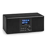 auna Connect 120 WN - Internetradio, WLAN Radio, WLAN-Radio, Webradio, Netzwerkplayer, DAB+ / UKW-Tuner mit RDS, Bluetooth, MP3-USB-Port, AUX, Wecker, Sleep-Timer, schw