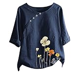 SNKSDGM Oversize Shirt Damen Vintage Frauen lässig T-Shirt Kurzarm Tunika Sweatshirt Tops Bluse Dunkelblau 01