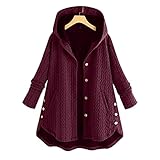 Herbstjacke Damen Lang Elegant Große Größen mit Kapuze Schwarz Warm Fleecemantel Wintermantel Plüschmantel Plüschjacke Winterjacke Fleecejacke Kapuzenjacke Plüsch Fleece Jacke Winter M