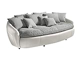 Mivano Megasofa Aruba / Großes Big Sofa mit Kissen / 238 x 80 x 140 / Materialmix Weiß-G