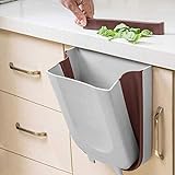 KINLO Faltbare Mülleimer küche, (PP) BPA-frei 10 L Hängend Küchenabfalleimer für Schranktür Küche/Büro/Badezimmer/Zimmer Auto (Grau)