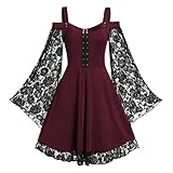 ZYUD Damen Langarm Kleid Kariertes Patchwork Plissee Kleid Vintage Strickkleid Herbstkleid Kleider Kleid Winter Herbst Weihnachtskleid Damen Hoodie Kleid Langarm Kariertes Kapuzenp