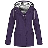 Pianshanzi Regenmantel Damen Regenjacke Leicht Jacke Windbreaker mit Kapuze Outdoorjacke Winddicht Damen Regenjacke Mit Kapuze Wasserdicht Regenparka Winddicht Atmungsaktiv L