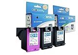 alleda Wiederaufbereitet für HP 301 301XL Tintenpatrone für HP Deskjet 1000 1050 1510 1512 2050 2050A 2510 2540 3050 Officejet 2620 2622 4630 4632 Envy 4500 5530 4502 (Set 3 Patronen)