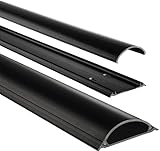 Hama Selbstklebender Kabelkanal schwarz (Kunstoffleiste 1 Meter Länge, für 8 Kabel, halbrunde PVC Kabelabdeckung)