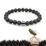 Smoking Cessation Bracelet,Triple Mens Power Therapeutic Bracelet,Anti Anxiety Bracelet For Men. (Volcanic rock)