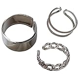 Ruluti 3pcs / Set Klassische Adjustable-öffnungs-Ring Hip Hop Ring Damen Schmuck Für Männer Geschenk Silb