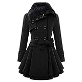 Darringls Winter Jacke Damen Winterjacke Warm Gefüttert Windbreakers Outdoor Parkas Mittlere Länge Softshelljacke Große Größen Kapuzenjacke Casual Übergangsjacke Elegant M