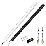 Mixoo Disc Stylus Stifte mit Magnetkappe, hochempfindlicher kapazitiver Stylus für iPad Smartphone Samsung Galaxy Tablet (Schwarz / Weiß)