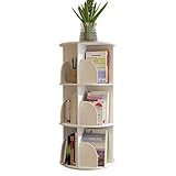 jbshop Bücherregal Raumteiler 3 Tier Bücherregal Creative-360 ° Rotating Bücherregal for See und Shop Medien-Karussell-Buch-Spielzeug-Anzeige und Lagerung Holzmöbel Büroregal Aktenregal Ordnerreg