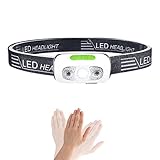 Karrong LED Stirnlampe Ultraleicht Wasserdichtes USB Wiederaufladbare Ultrahelle Gestensteuerung Kopflampe, 200 Lumens, 4 Helligkeiten, Einstellbarer Stirnlampe für Laufen, Joggen, Angeln, Camping