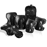 Linlook Knieschützer Inliner Kinder Erwachsene - Verstellbar Knieschoner Ellenbogenschützer Handgelenkschoner für Inline Skaten Rollerblade Skateboard Fahrrad Hoverboard Outdoor Sport Schw