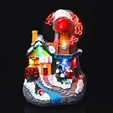 Garneck Beleuchtetes Weihnachtshaus Miniatur Windmühle Haus: LED Harz Weihnachtsdorf Häuser OHNE Akku Desktop Weihnachtsdorf Feengarten Puppenhaus Mikrolandschaft Party Festival Dek