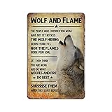 Metall-Blechschild Wolf und Flamme Surprise Them Aluminiumschild Metallschild Blechschild Öffentliches Schild Dekoschild 20,3 x 30,5