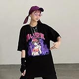 WRYIPSF T-Shirt Streetwear Frauen T-Shirt Kleidung Grafik Hip Hop Kleidung Top Koreanische Sommer Oansatz Tshirt-Schwarz_XXL