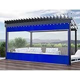 LSXIAO Draussen Terrasse Vorhänge, Transparent Plastik Plane Startseite, Wetterfest Mit Metalltülle Alle 0,5m Für Carports, Deck, Zelt Seitenvorhang (Color : Clear Blue, Size : 1x2m)