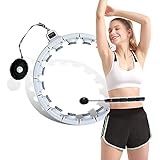 Byomosotor Fitnessreifen mit verstellbarem Gewicht, automatische Rotation, 16 abnehmbare Knoten, 2-in-1 Bauch, Fitness, Gewichtsverlust, Massage, nicht fallend, perfekt für Erw