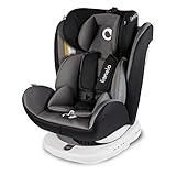 Lionelo Bastiaan Kindersitz Auto Kindersitz Isofix und Top Tether Kindersitz Drehbar um 360 Grad Autositz Gruppe 0 1 2 3 ab Geburt bis 36 kg TÜV SÜD ECE R 44 04 (Grau)