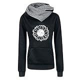 Eaylis Damen Weihnachts Rollkragen Hoodie Sweatshirt, Lustig Pullover T-Shirt Blouse Tops Lässig Weihnachtsshirt Langarmshirt Pulli Sweater Kapuzenpullover Teenager Mädchen Weihnachten Geschenk