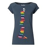 FellHerz Damen T-Shirt Books Girl Bio und Fair (Graublau, S)