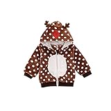 Kewya 1–5 Jahre Weihnachten Kinder Mädchen Jungen Hirsch Mäntel Langarm Fleece Reißverschluss Cartoon Jacken mit Taschen, braun, 98