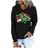 Weihnachtspullover Hoodie Damen Weihnachten Schneemann Print Weihnachtspulli Xmas Kapuzenpullover Weihnachtssweatshirt mit Kap