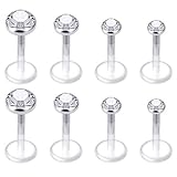 Mayhoop 8 Stk 16G 6mm Lippenpiercing CZ Labret Monroe Piercing Stecker Set Bioflex Flexibler Tragus Helix Ohrpiercing 2mm 3mm 4mm 5mm Rund CZ