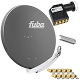 FUBA 85cm für 8 Teilnehmer (Direktanschluss) Digital SAT Anlage DAA850A + Octo LNB schwarz 0,1dB Full HDTV 4K 3D + 16 Vergoldete F-Stecker und F- Montageschlüssel g