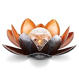 Navaris LED Solar Lotus Laterne - warmweiß wiederaufladbar - Lotusblüte Solarlampe mit tollem Licht durch Bruchglasoptik - Garten Deko S