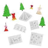 5 PCS Harz Silikonformen Weihnachten Themenformen Harz Epoxidformen Bastelformen Kristall Epoxidform für Weihnachtsbaum, Schneeflocke, Elch, Glocke, DIY Geschenk